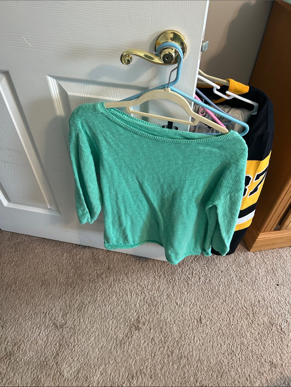Talbots Seafoam Green Lightweight Boatneck Long Sleeve Top
